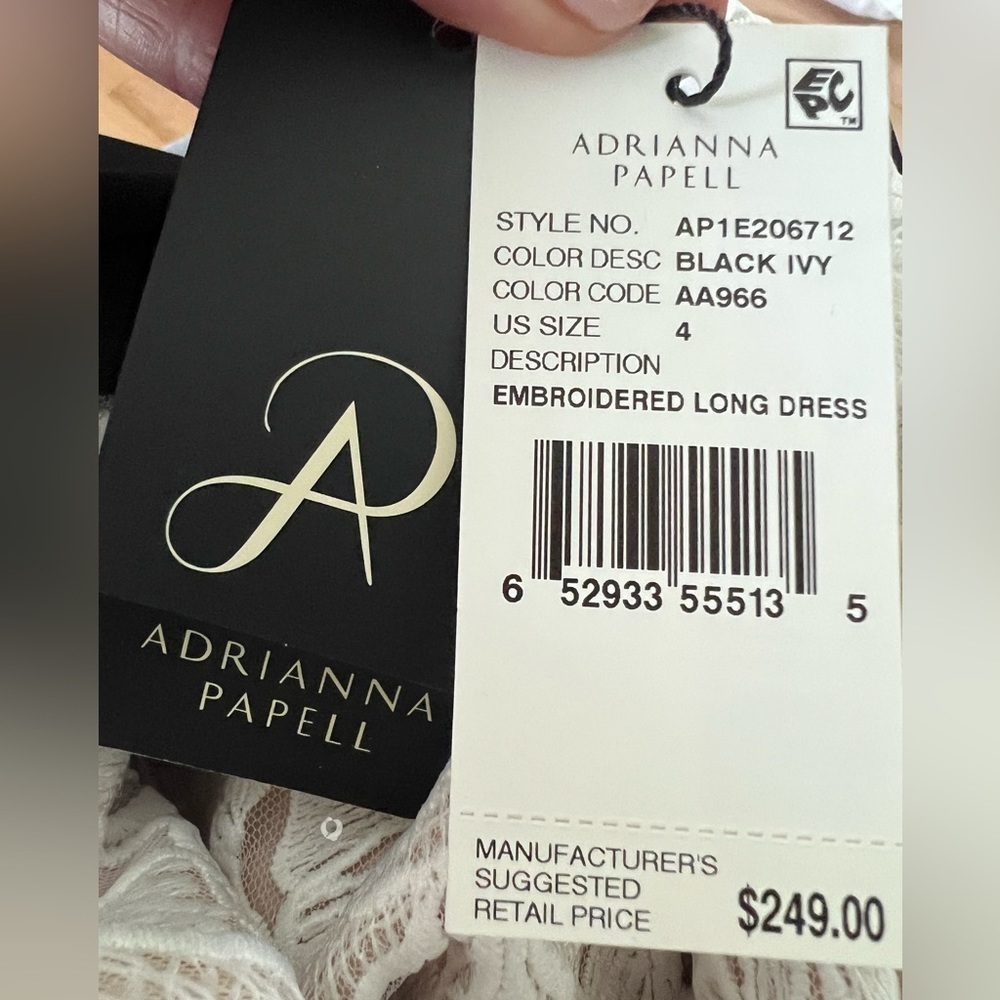 NWT Adrianna Papel black & cream lace overlay full length formal dress size 4 - Picture 9 of 11